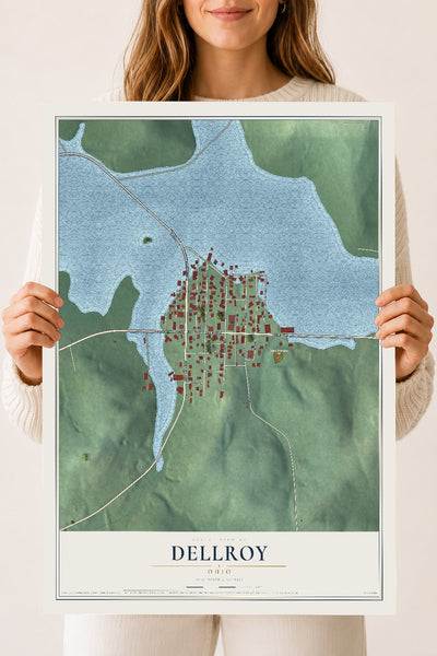 Map of Dellroy, Ohio, 18 x 24 inch unframed archival matte print