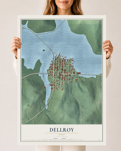 Map of Dellroy, Ohio, 24 x 36 inch unframed archival matte print