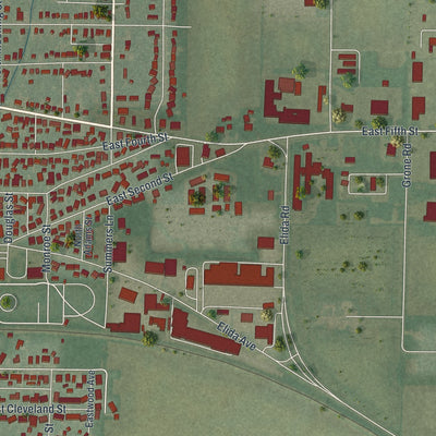 Second close-up of the map of Delphos, Ohio print showing more streets and buildings