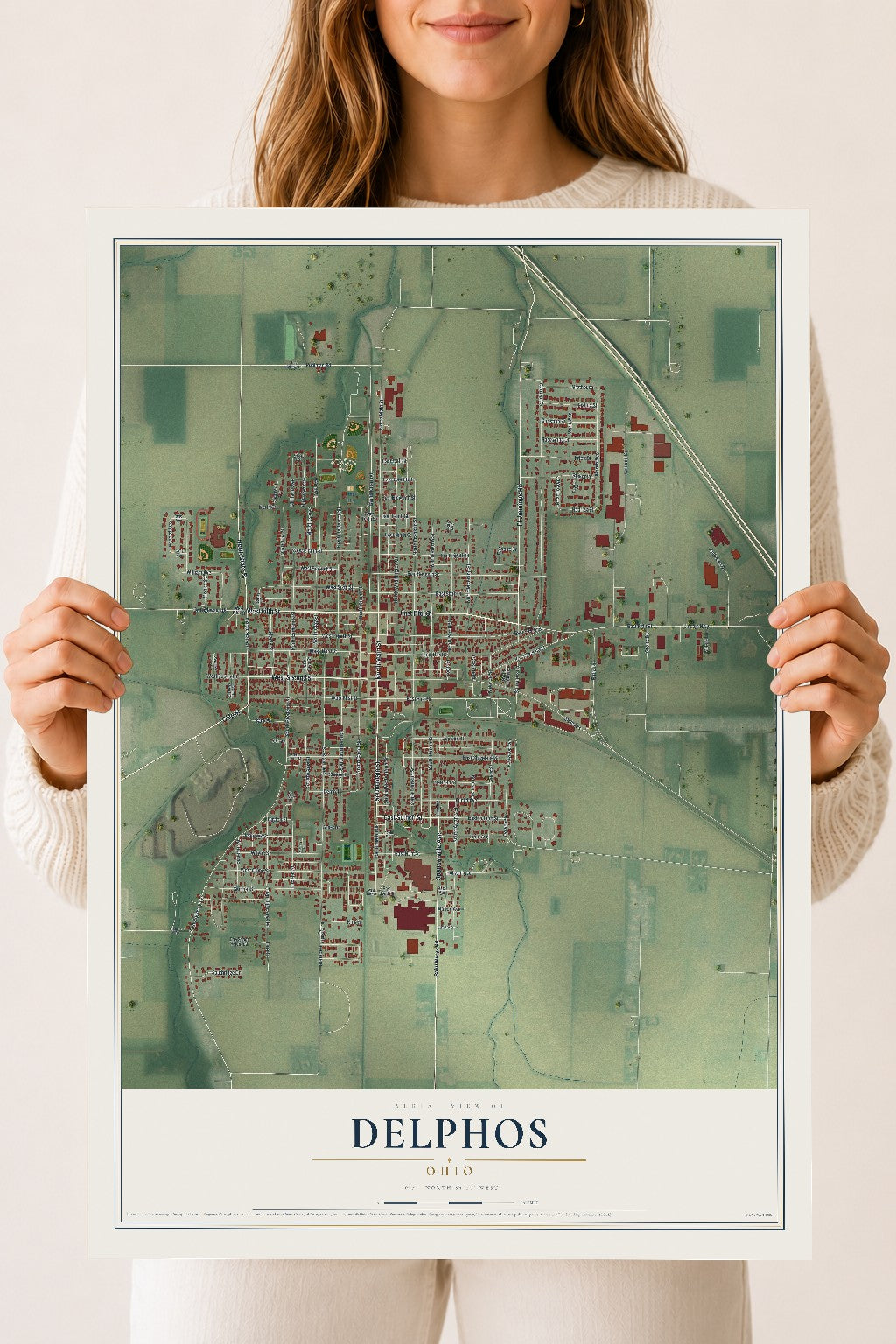 Map of Delphos, Ohio, 18 x 24 inch unframed archival matte print