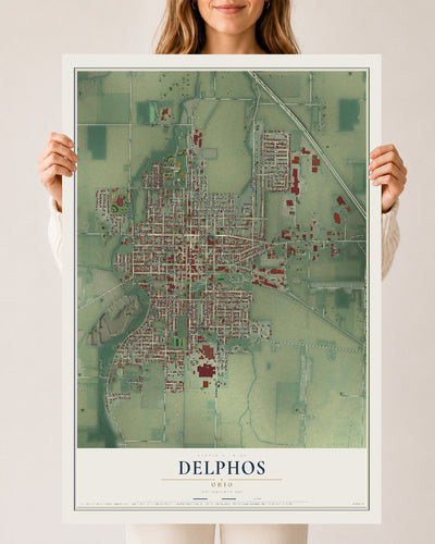 Map of Delphos, Ohio, 24 x 36 inch unframed archival matte print