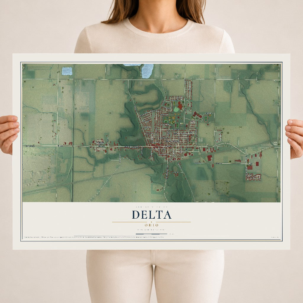 Map of Delta, Ohio, 18 x 24 inch unframed archival matte print