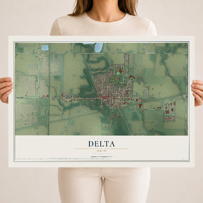 Map of Delta, Ohio, 18 x 24 inch unframed archival matte print