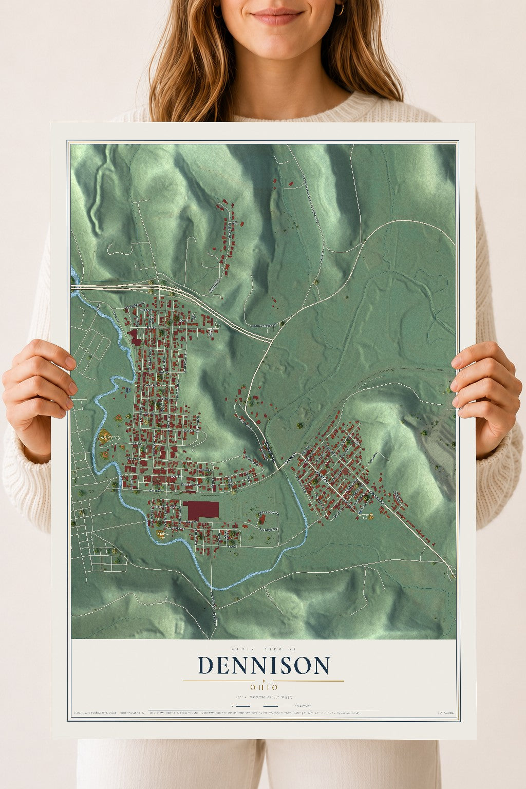 Map of Dennison, Ohio, 18 x 24 inch unframed archival matte print