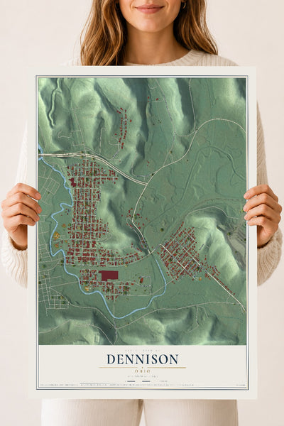 Map of Dennison, Ohio, 18 x 24 inch unframed archival matte print