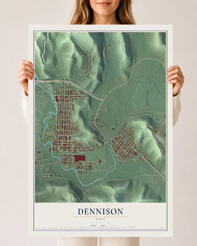 Map of Dennison, Ohio, 24 x 36 inch unframed archival matte print