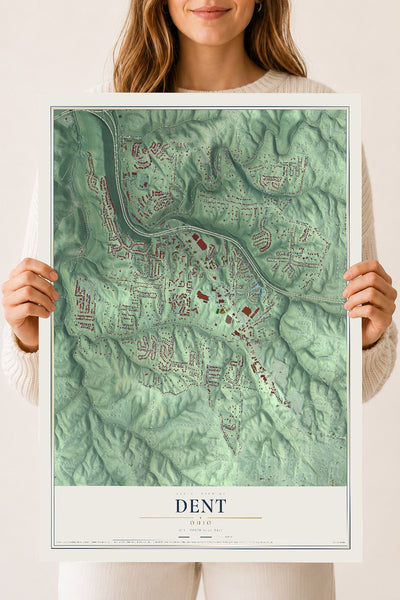 Map of Dent, Ohio, 18 x 24 inch unframed archival matte print