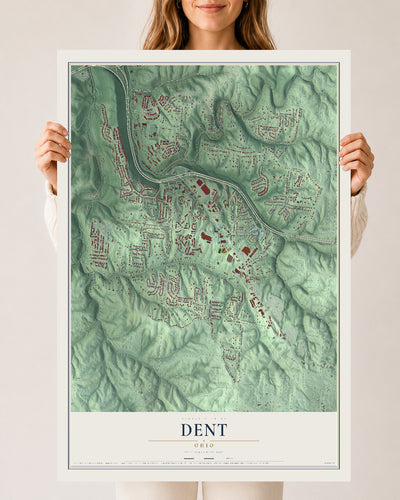 Map of Dent, Ohio, 24 x 36 inch unframed archival matte print