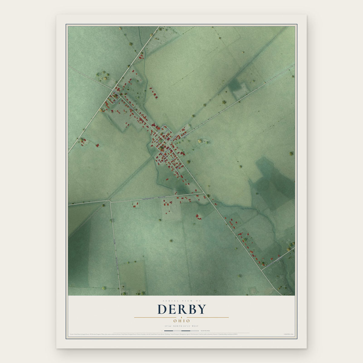 Derby, Ohio map print, the full design