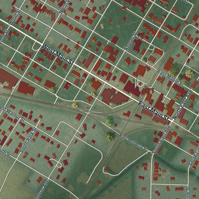 Close-up of the map of Deshler, Ohio print showing street and building detail