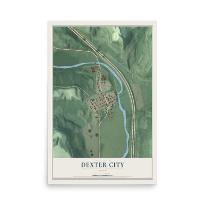Map of Dexter City, Ohio, 12 x 18 inch unframed archival matte print