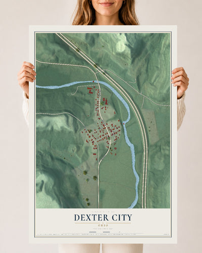 Map of Dexter City, Ohio, 24 x 36 inch unframed archival matte print