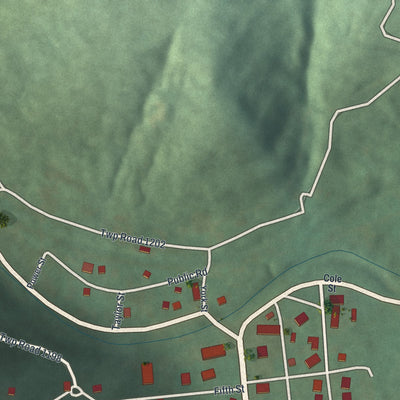 Second close-up of the map of Dillonvale, Ohio print showing more streets and buildings
