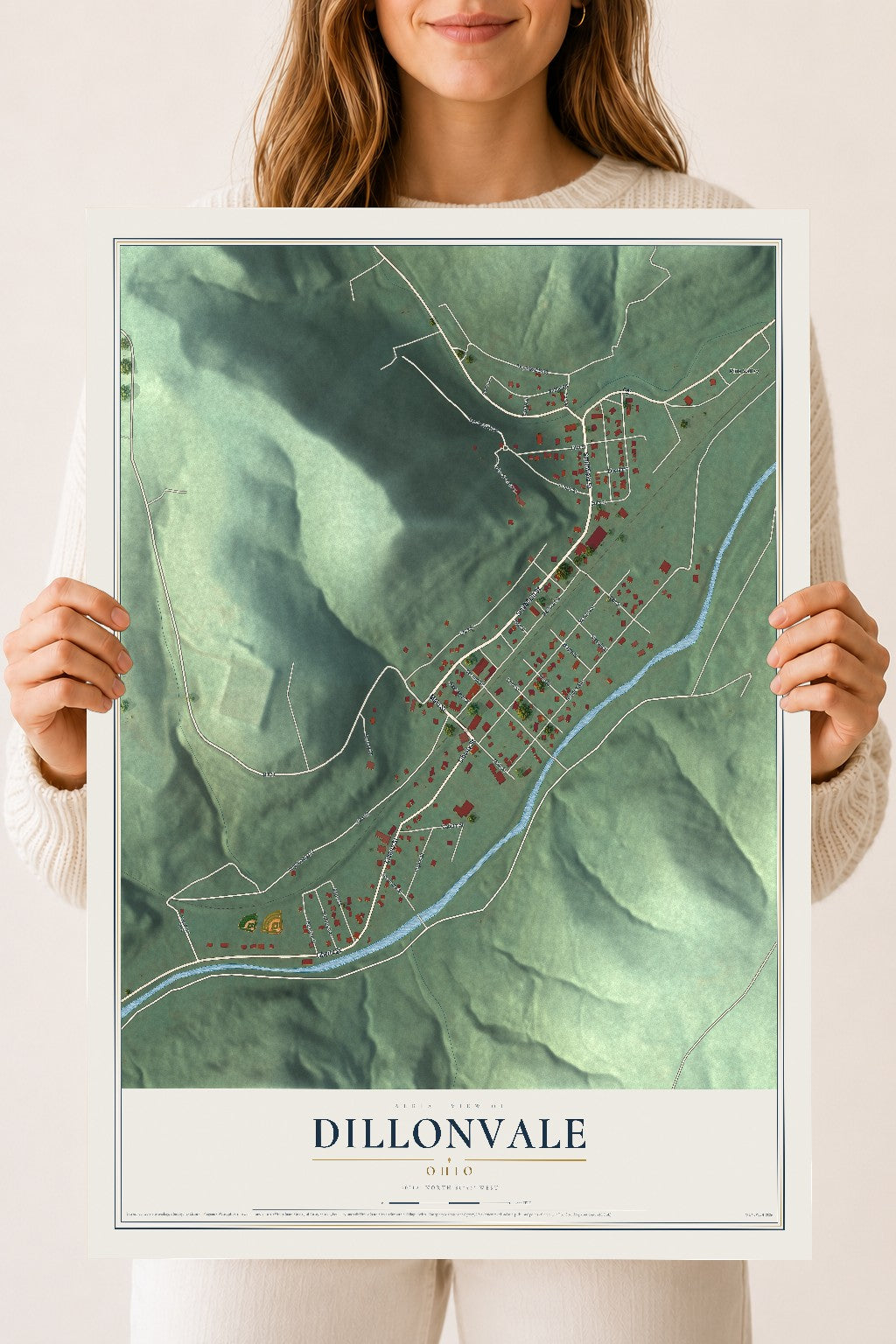 Map of Dillonvale, Ohio, 18 x 24 inch unframed archival matte print