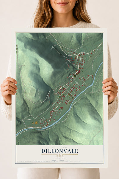 Map of Dillonvale, Ohio, 18 x 24 inch unframed archival matte print