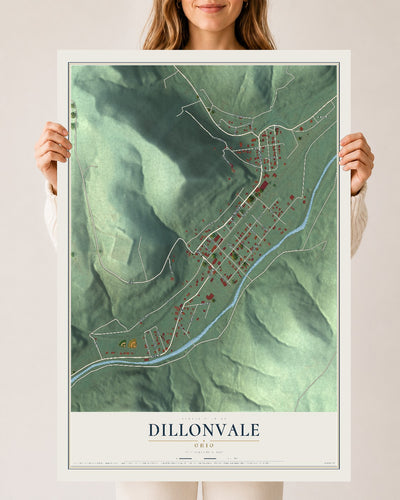 Map of Dillonvale, Ohio, 24 x 36 inch unframed archival matte print