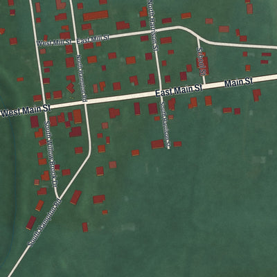 Close-up of the map of Donnelsville, Ohio print showing street and building detail