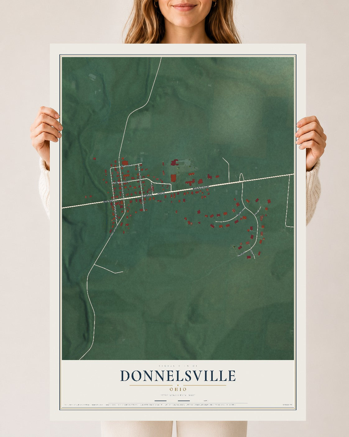 Map of Donnelsville, Ohio, 24 x 36 inch unframed archival matte print