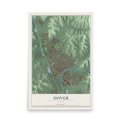 Map of Dover, Ohio, 12 x 18 inch unframed archival matte print