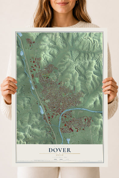 Map of Dover, Ohio, 18 x 24 inch unframed archival matte print