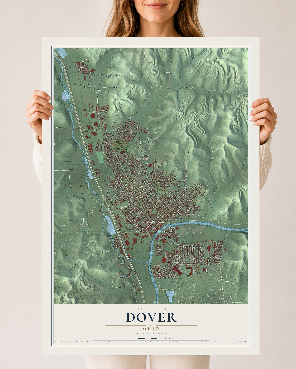 Map of Dover, Ohio, 24 x 36 inch unframed archival matte print