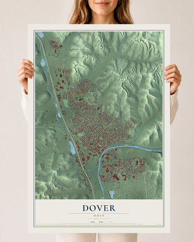 Map of Dover, Ohio, 24 x 36 inch unframed archival matte print