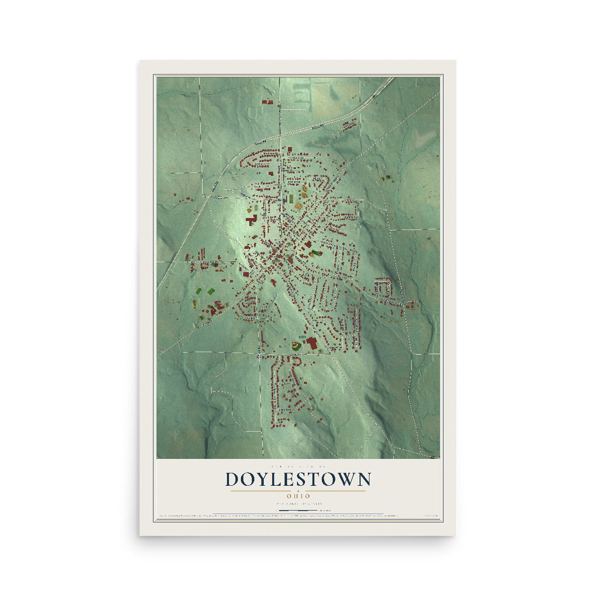 Map of Doylestown, Ohio, 12 x 18 inch unframed archival matte print