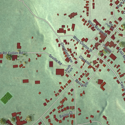 Second close-up of the map of Doylestown, Ohio print showing more streets and buildings