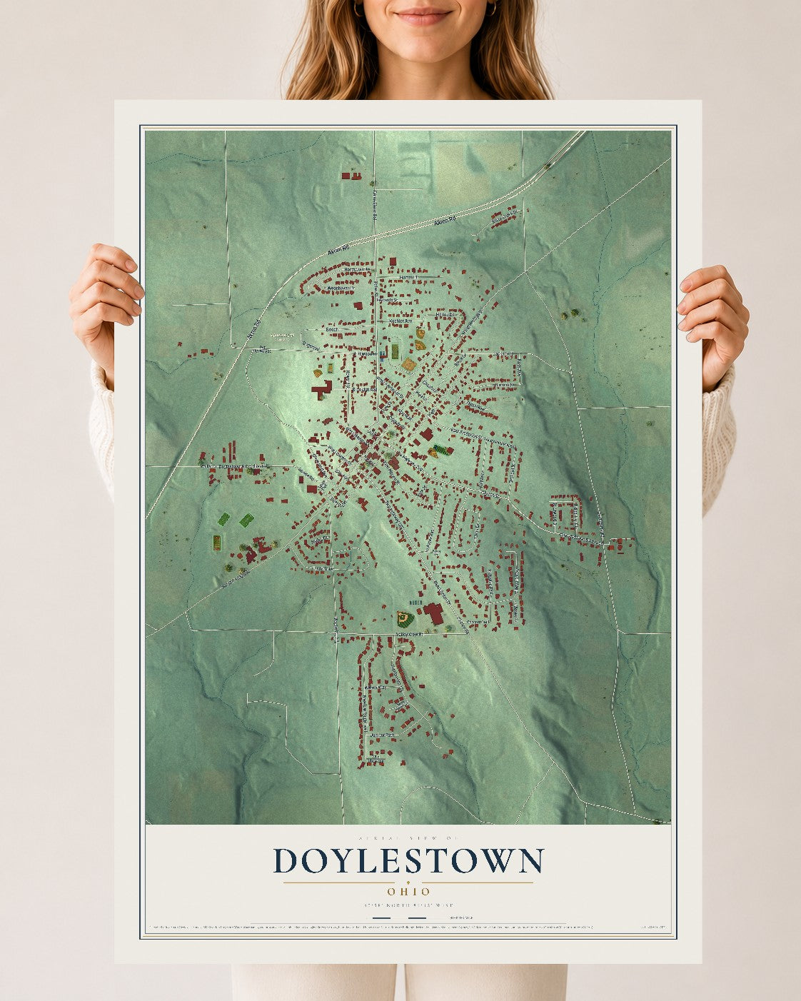 Map of Doylestown, Ohio, 24 x 36 inch unframed archival matte print