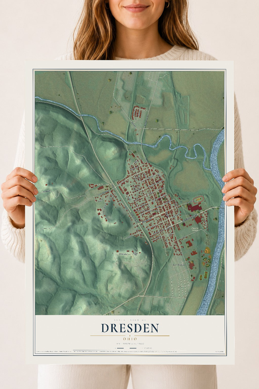 Map of Dresden, Ohio, 18 x 24 inch unframed archival matte print