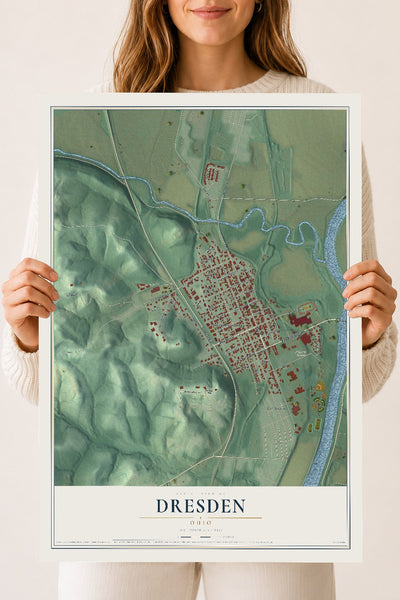 Map of Dresden, Ohio, 18 x 24 inch unframed archival matte print