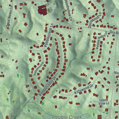 Close-up of the map of Dry Ridge, Ohio print showing street and building detail