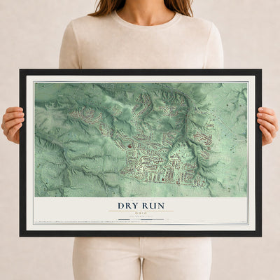 Map of Dry Run, Ohio, 12 x 18 inch print in a black wood frame