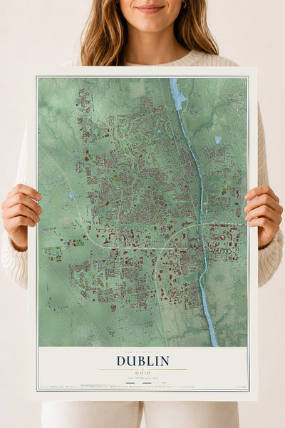 Map of Dublin, Ohio, 18 x 24 inch unframed archival matte print