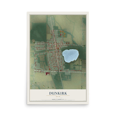 Map of Dunkirk, Ohio, 12 x 18 inch unframed archival matte print