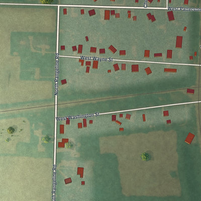Second close-up of the map of Dunkirk, Ohio print showing more streets and buildings