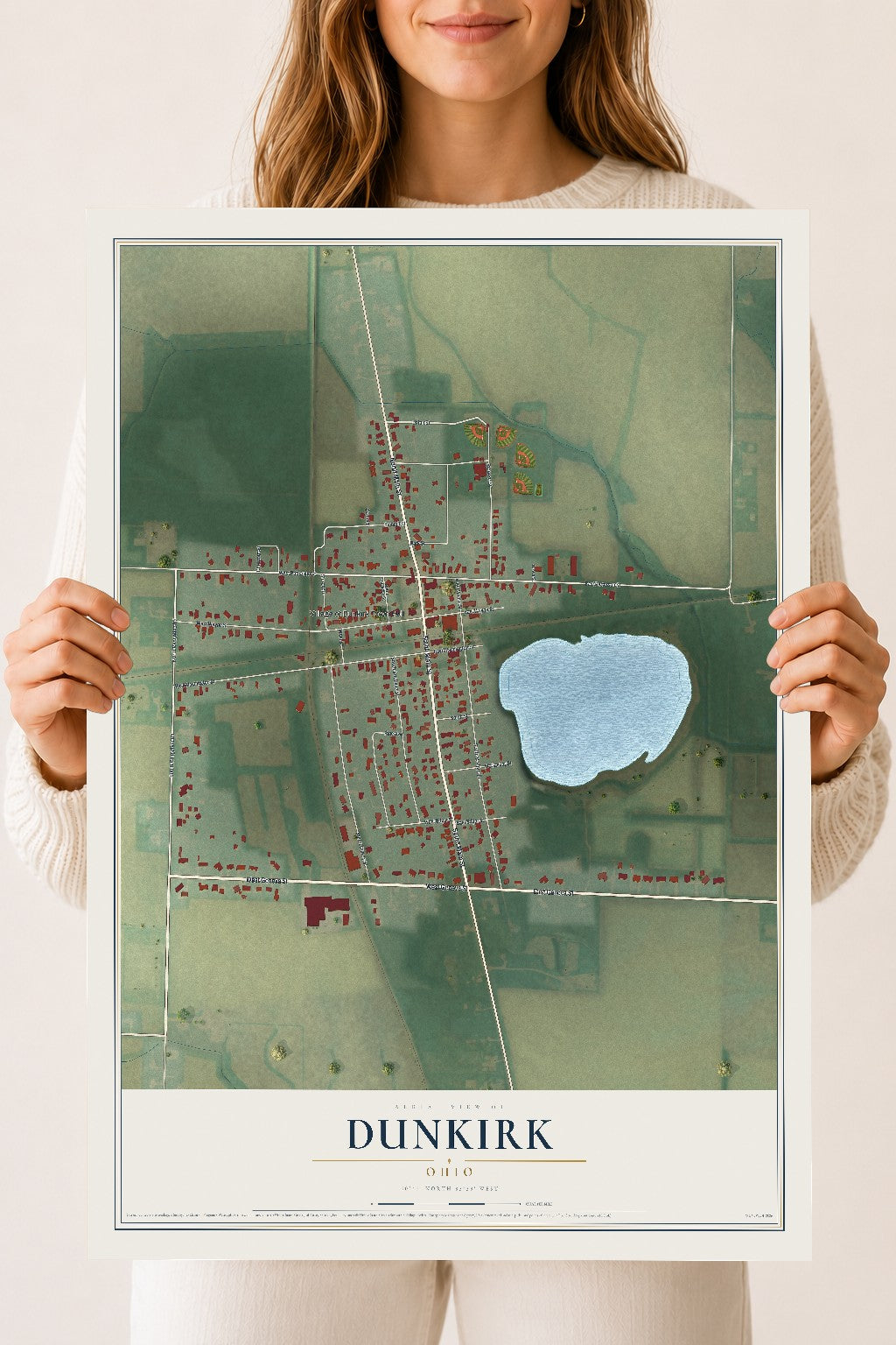 Map of Dunkirk, Ohio, 18 x 24 inch unframed archival matte print