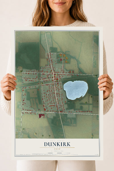 Map of Dunkirk, Ohio, 18 x 24 inch unframed archival matte print