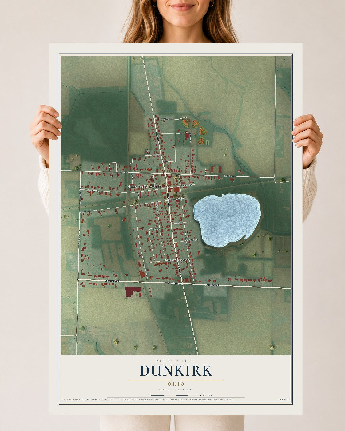 Map of Dunkirk, Ohio, 24 x 36 inch unframed archival matte print