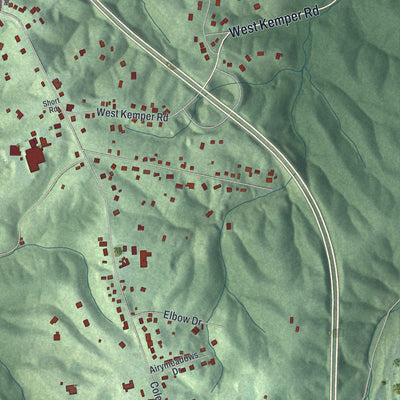 Close-up of the map of Dunlap, Ohio print showing street and building detail