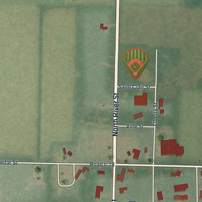 Second close-up of the map of Dupont, Ohio print showing more streets and buildings