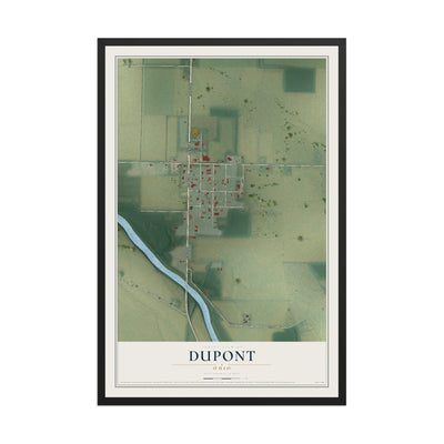 Map of Dupont, Ohio, 12 x 18 inch print in a black wood frame