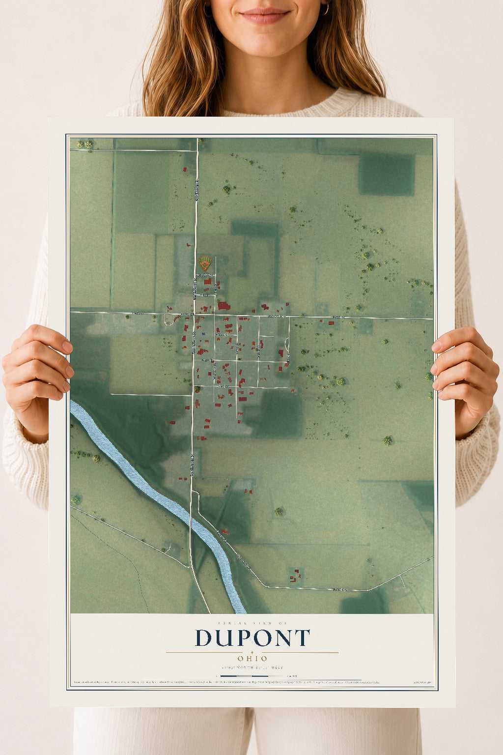 Map of Dupont, Ohio, 18 x 24 inch unframed archival matte print