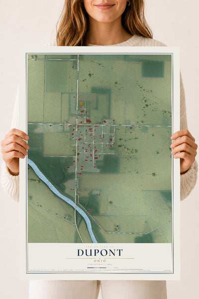 Map of Dupont, Ohio, 18 x 24 inch unframed archival matte print