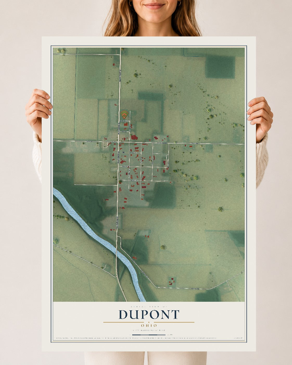 Map of Dupont, Ohio, 24 x 36 inch unframed archival matte print