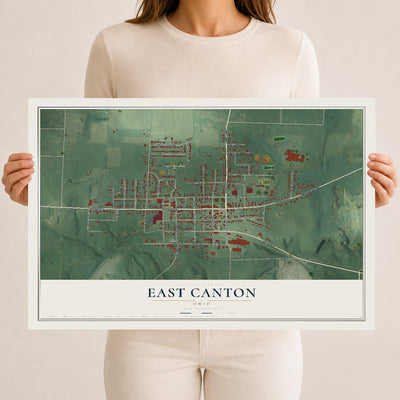 Map of East Canton, Ohio, 12 x 18 inch unframed archival matte print