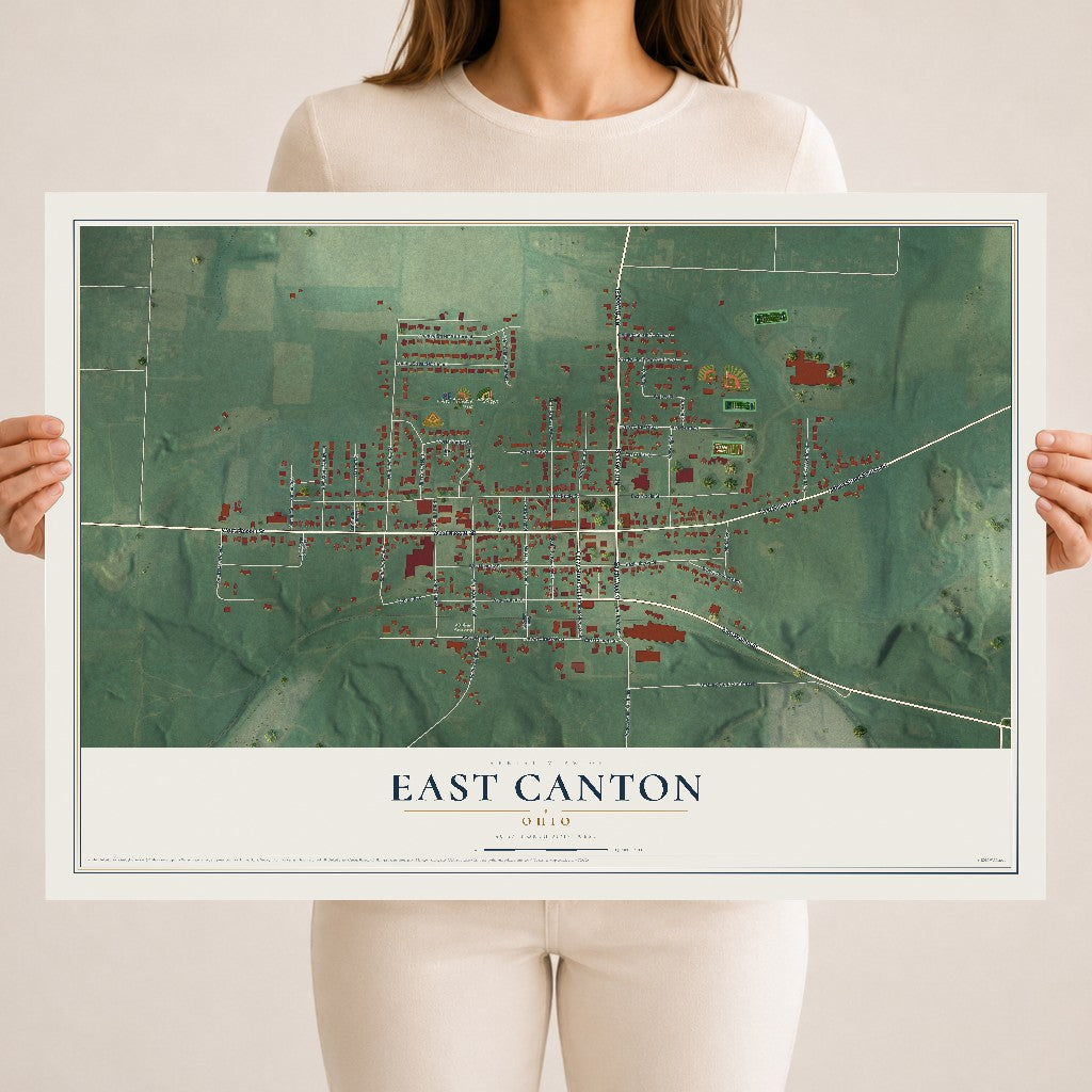 Map of East Canton, Ohio, 18 x 24 inch unframed archival matte print