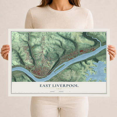 Map of East Liverpool, Ohio, 12 x 18 inch unframed archival matte print