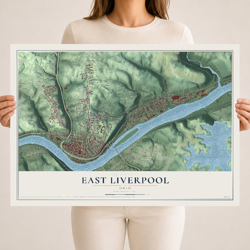 Map of East Liverpool, Ohio, 18 x 24 inch unframed archival matte print