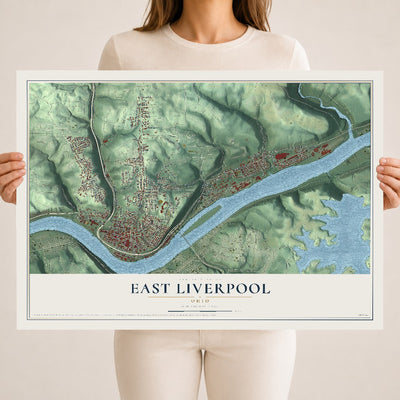 Map of East Liverpool, Ohio, 18 x 24 inch unframed archival matte print